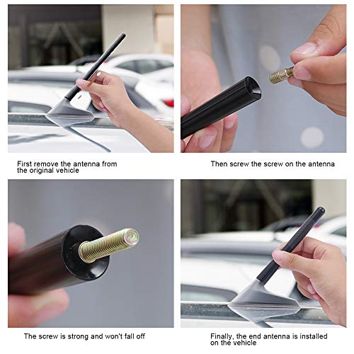 Universal Car Antenna, 4.7 Inch Sports Short Antenna for Truck, Carbon Fiber Bullet Antenna for Toyota, Ford, Chevrolet, Honda, Nissan, VW, Audi, Mazda