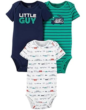 Carter's Just One You Baby Boys' 3 Pack Little Guy Bodysuit Set- Green/Navy