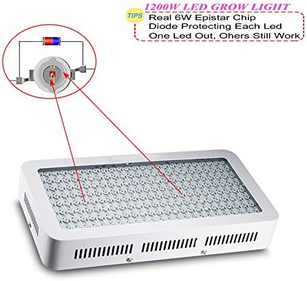 Led Grow Light, Gianor 1200W Full Spectrum Grow Lights 200X6W Epistar Led Lights for Hydroponics/Greenhouse Plants Growing/Flowering(White)