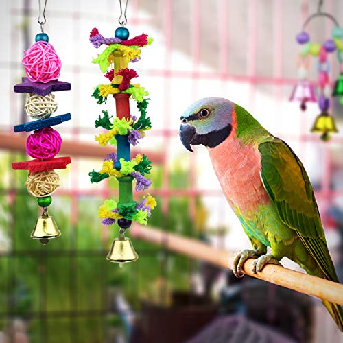 AK KYC 8 Pack Bird Parrot Toys Swing Chewing Hanging Bell Cage Hammock Toy for Small Parakeets