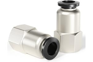 TAILONZ PNEUMATIC Female Straight 3/8 Inch Tube OD x 1/4 Inch NPT Thread Push to Connect Fittings PCF-3/8-N2(Pack of 10)