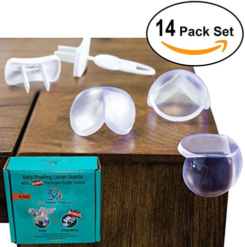 CMG Premier Products Baby Proofing Corner Guards and Outlet Covers, 14 Pack