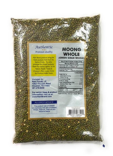 Rani Moong Whole (Ideal for cooking & sprouting, Whole Mung Beans with skin) Lentils Indian 4lbs (64oz) ~ All Natural | NON-GMO | Vegan | Indian Origin