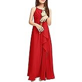 Imily Bela Girls Chiffon Dresses Formal Sleeveless Junior Bridesmaid Wedding Party Maxi Dress