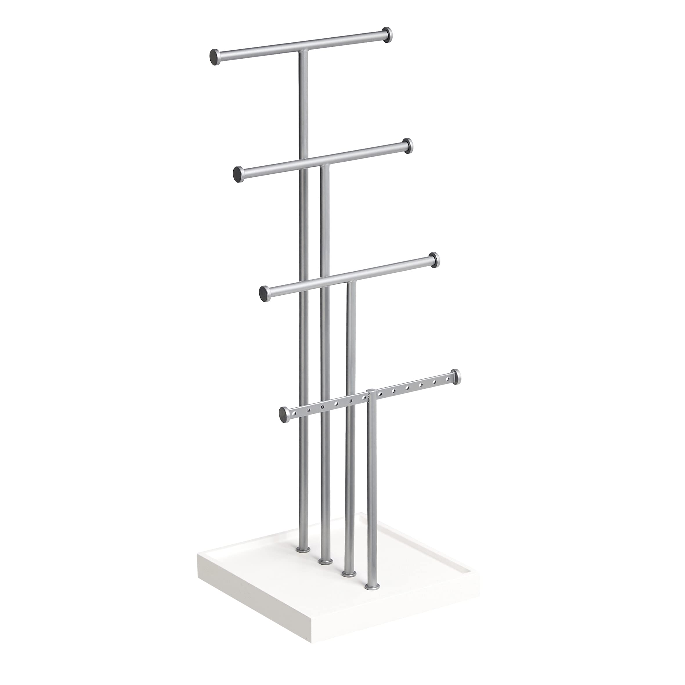 Amazon Basics Four - Tiered Jewellery Tree Stand - White/Nickel