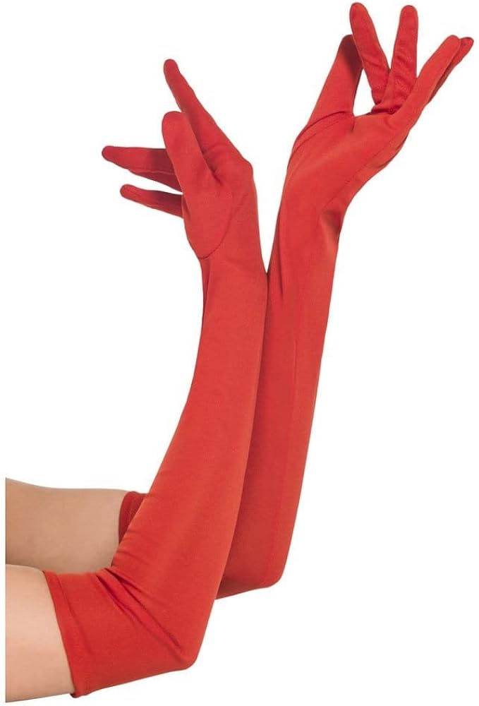 Red elbow length evening gloves Amazon.co.uk Clothing