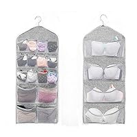 TGbranch Dual-Sided Hanging Closet Organizer for Underwear, Stocking,Bra and Sock,Mesh Pockets with Metal Hanger (20 Pockets Grey)