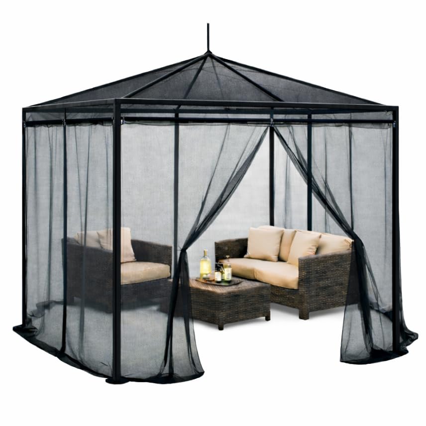 FREILUFTRAUM I Mosquito Net for Gazebo 3 x 3 m Black - Mosquito Net Outdoor XL
