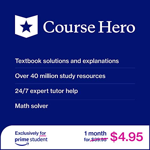 Course Hero 1Month 4.95 Prime Student Exclusive textbook solutions