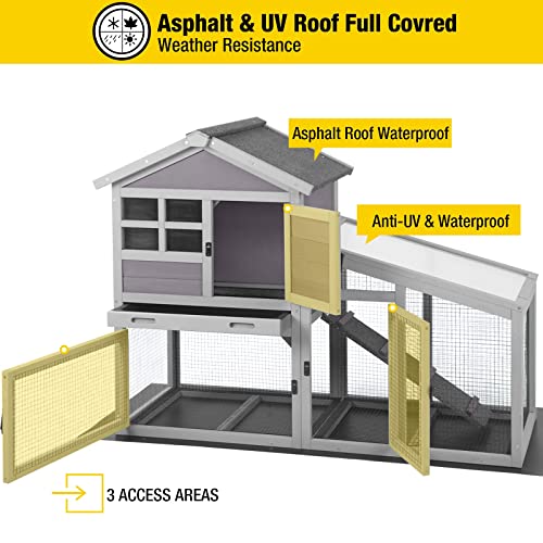 Aivituvin Rabbit Hutch Outdoor Chickecn Coop Indoor Bunny Cage with