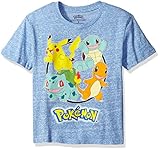 Pokemon Big Boys Pikichu and Group Heather Short Sleeve Tee, Royal Snow, Small/8