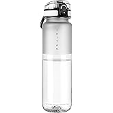 Edmyre 32oz Water Bottle with Chug Lid, Frosted & Clear Tritan BPA-Free, Leakproof, Wide Mouth, Portable Sports Water Bottle for Gym, Office, Travel, Outdoor (Transparent)