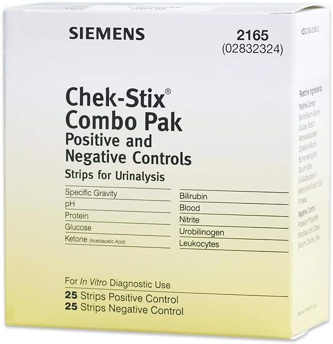 Chek-Stix Urinalysis Control Strips 25 Postive Strips & 25 Negative Strips - D201