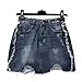 Women's High Waist Multi Button Fitted Club Demin Jeans Wrap Skirts Blue-L