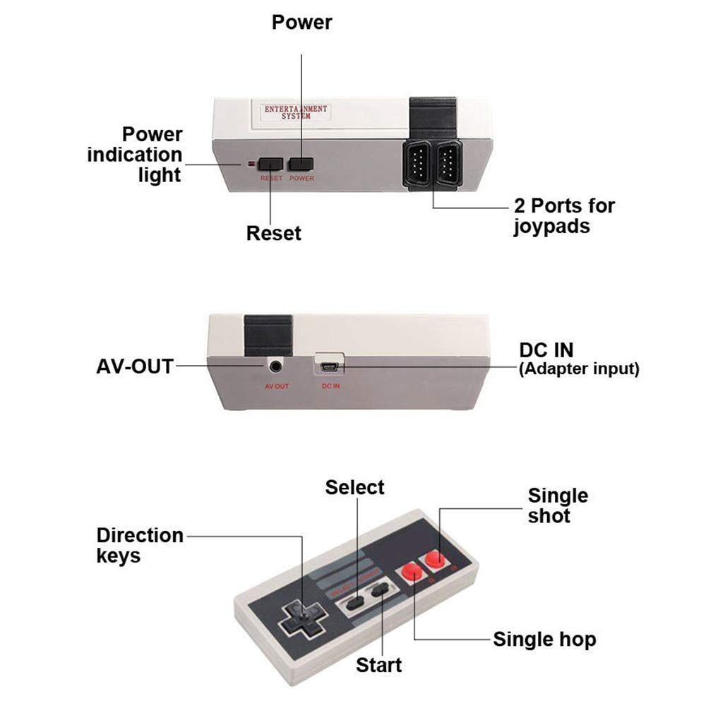 Classic Mini Game Console, Retro Mini Game Console, Retro Mini NES Console, Home TV Game Console Mini NES Retro Video Game Console With AV HD NES Mini Console, Built-In 620 Classic Games for Childre: Video Games