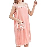 Slim figure wearable bath towel for women,body Wrap Coral Fleece Bathrobes,quick dry bath wraps shower skirt,Dress Beach Towelling Bath Robe,towel poncho,swimming,Spa,Sauna,Cute Pocket Design(Size S)