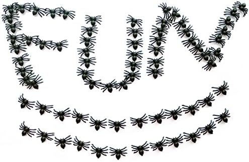Newprous Fake Spiders Toys Funny Prank Halloween Plastic Insect Decorations Party Favor Small Bug Gag and Practical Joke Toys Black 100PCS