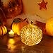 JARVANIA Fall Decor Glass Pumpkins, Halloween Candles LED Fall Decorations, Glass Pumpkins Decorations Made of Mercury, Lanterns Decorative Battery Operated (New Gold)