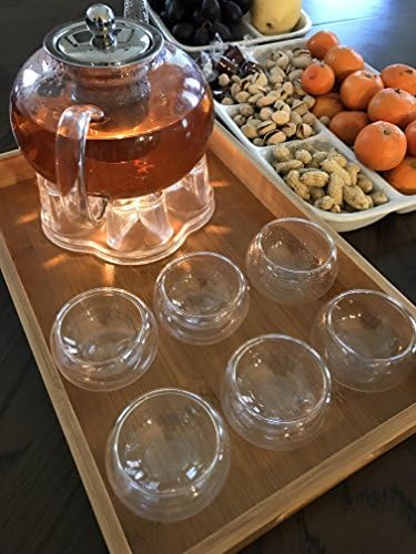 Glass Filtering Tea Maker Teapot with a Infuser, a Warmer and Tea Cups