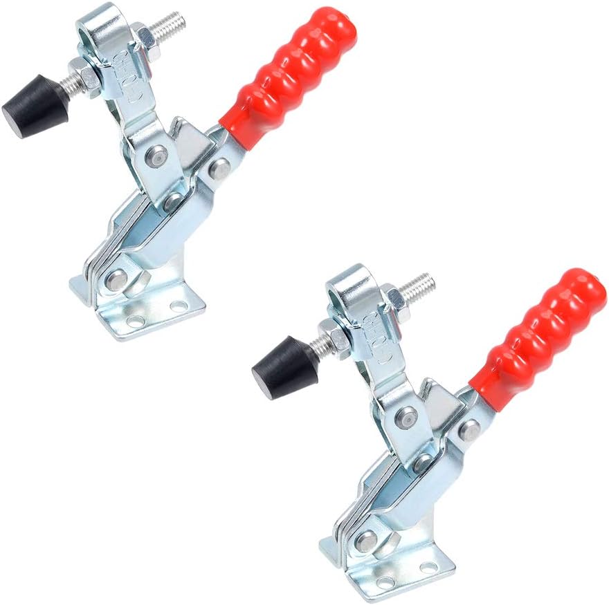 sourcing map Toggle Clamp GH-101-D Vertical Quick-Release Hand Tool 180Kg/396Lbs 2pcs, Red