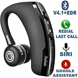 Wireless Bluetooth Earpiece V4.1+EDR - Smart Noise Cancelling Bluetooth Headset for Businessmen, Office, Driving, Trucker, Compatible with Android/iPhone/Google Assistant