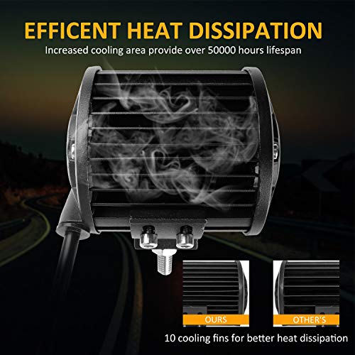 Zmoon 4Inch LED Pod Light Bars 120w 12000lm Off Road Driving Fog Lights Waterproof Spot Flood Combo Beam LED Cubes Lights for Truck Boat Jeep Pickup ATV UTV SUV, 2 Pack - Thumbnail 4