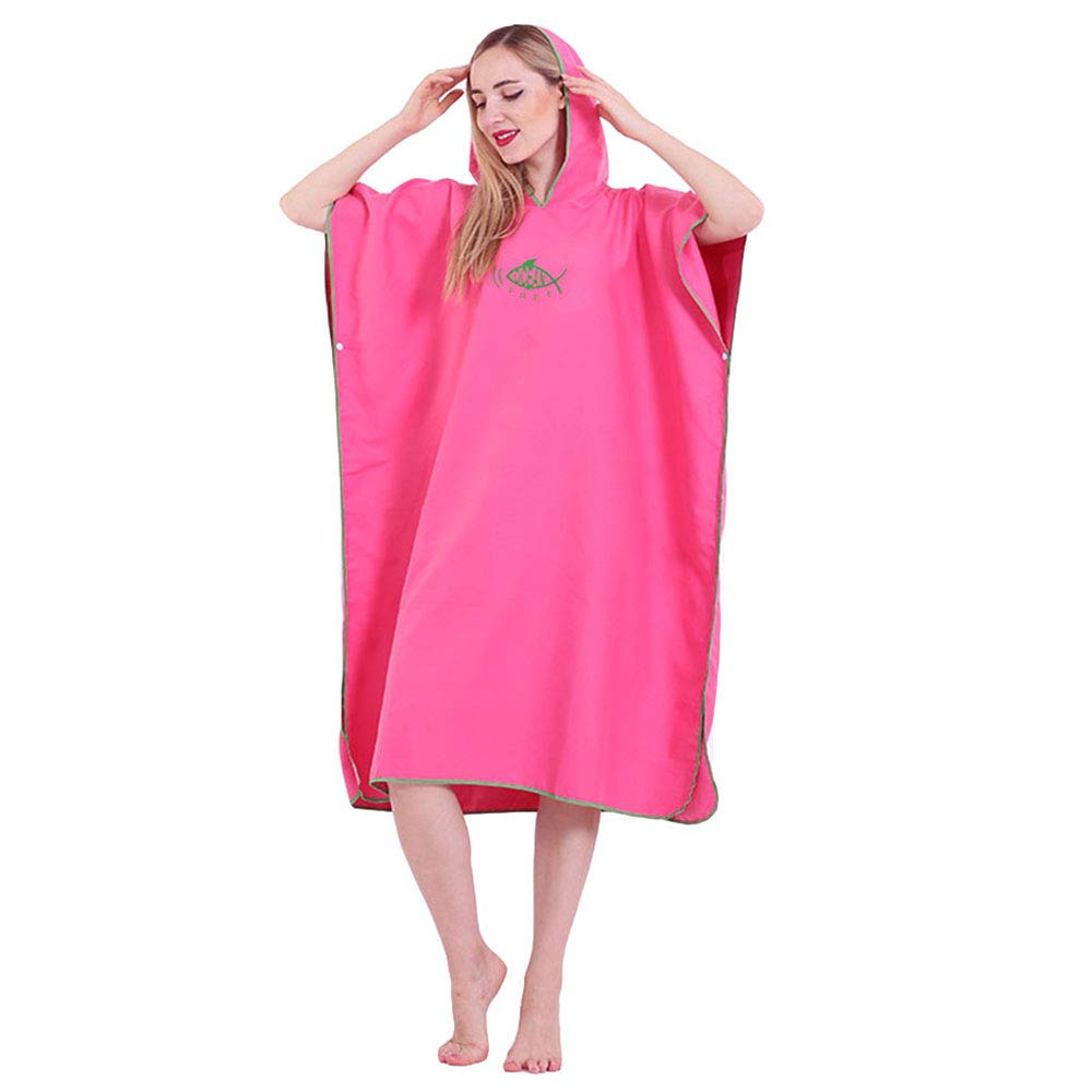 Ghopy Microfiber Surf Beach Towel Adults Changing Robe extremely light and fast-drying,for Beach, Swimming, Surfing ​Fits Men Women Adults (Rose Red)