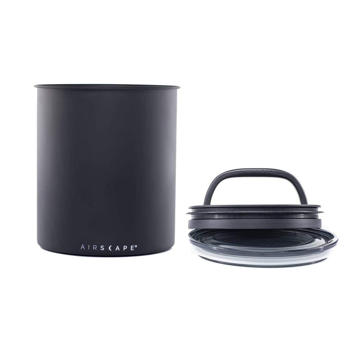Airscape Coffee Storage Canister (1.1 kg Dry Beans) - Extra Large Kilo Size Food Storage Container, US patented Airtight Two Way Valve Lid Pushes Air Out to Preserve Freshness (Matte Black)