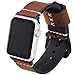 EACHE Genuine Leather Watch Band 42mm 44mm Dark Brown Crazy Horse Calfskin Leather Strap for Iwatch for Apple Watch Series 1,2,3,4 Black Adapter