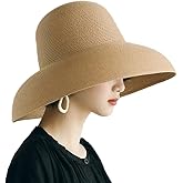 Joytrends Floppy Wide Brim Summer Beach Straw Hat UPF Straw Sun Hat for Women Girl