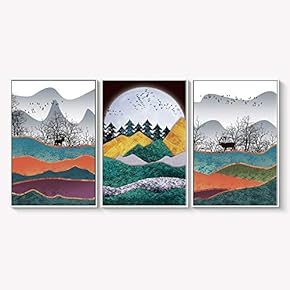 Framed Canvas Wall Art for Living Room, Bedroom Abstract Landscape Dream Place Canvas Prints for Home Decoration Ready to Hanging - 16"x24"x3 Panels