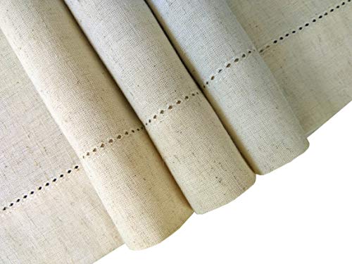 Dining Table Runner Cotton Flax,Table Runner, Farmhouse Table Runner,Rustic Table Runner-16x72-Natural-Hemstitched-Extra 2 inches Wider Than 14 inch Runners-Handcrafted with Hemstitch Detailing