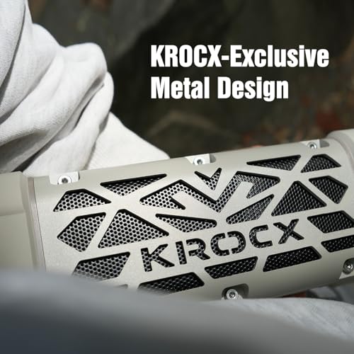 KROCX TRAVOR Magnetic Bluetooth Speaker, 45W Rugged All-Aluminum Build Portable Outdoor Speaker, Deep Bass, IP68 Waterproof, TWS Wireless Speaker for Golf Cart, Camping, Beach (Cloud Dancer Metallic)