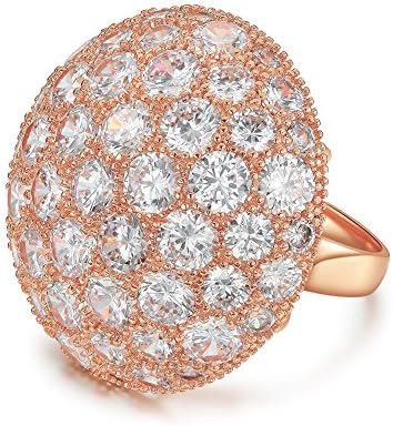 Serend Austrian Crystal 18k Rose Gold Plated Disco Ball Party Cocktail Rings Large, Size 8
