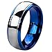 QUEENWISH 6/8mm Tungsten Carbide Wedding Bands Blue Silver Dome Bridal Engagement Rings for Couples