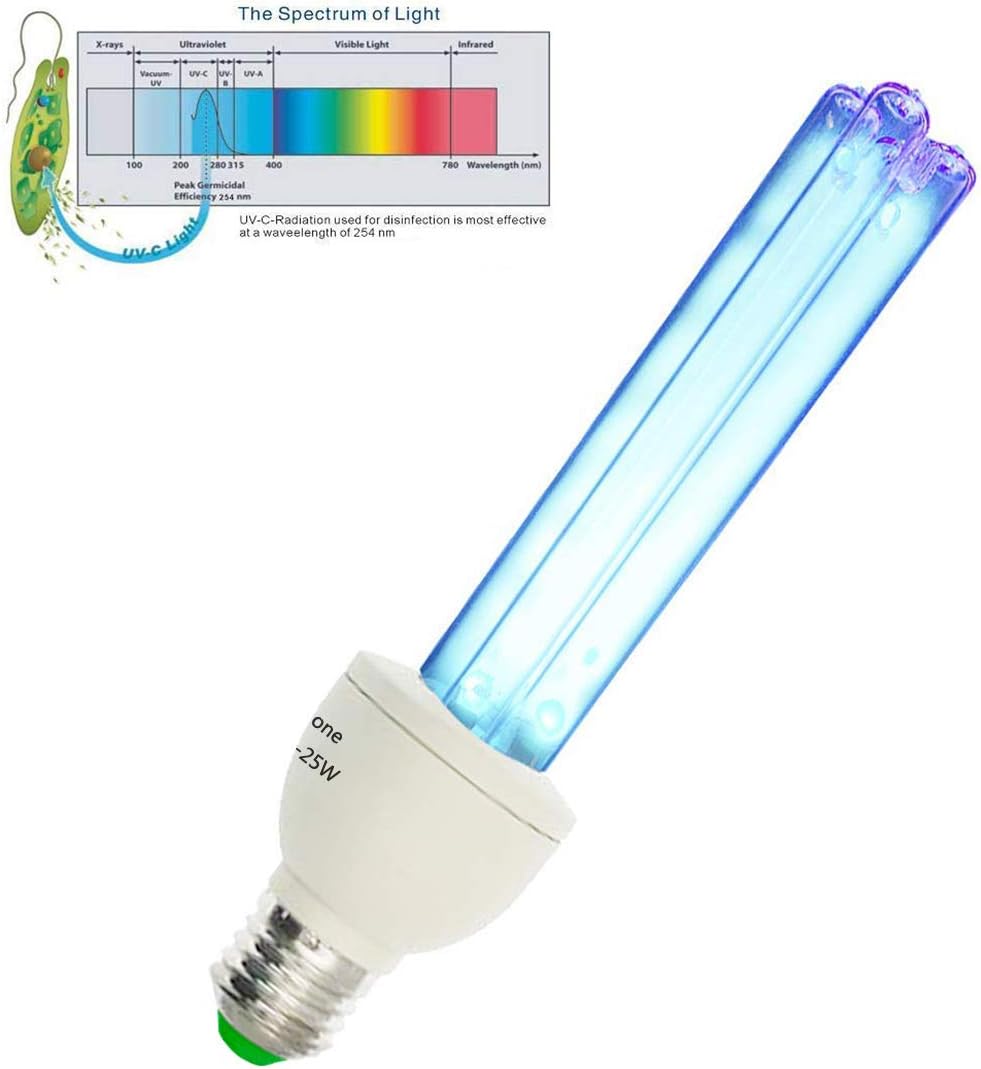 UV Germicidal Lamp UVC with Ozone Light Compact Bulb E26/E27 25W 110V