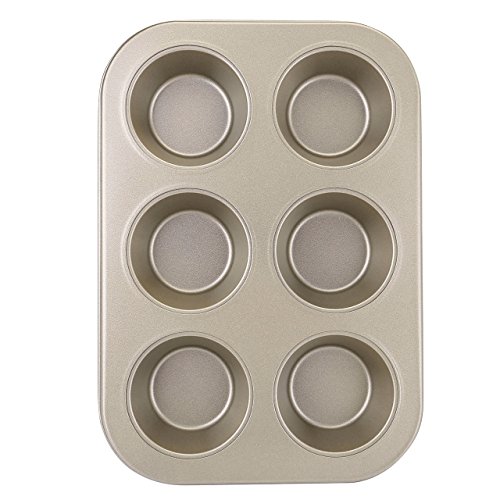 6-Cups Mini Muffin Cupcake Pan, WarmHut Nonstick Cupcake Baking Pan, Torte Souffle Cheesecake Egg Tart Makers Cake Molds Baking Molds Gourmet Bakeware