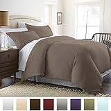 Luxury Soft Brushed 1800 Series Microfiber 3 Piece Duvet Cover Set - Hypoallergenic - Full/Queen, Taupe