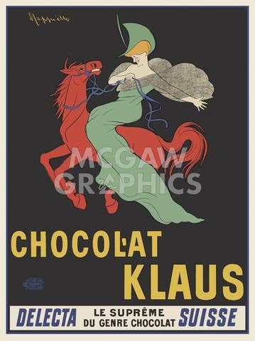 Chocolat Klaus by Leonetto Cappiello, Art Print Poster, Paper Size 14" x 11" Image Size 12" x 9"(3134)
