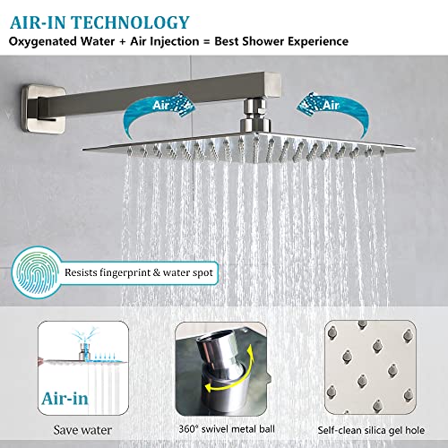 YESIMI Bathtub Shower System Brushed Nickel All Metal Tub Shower Faucet