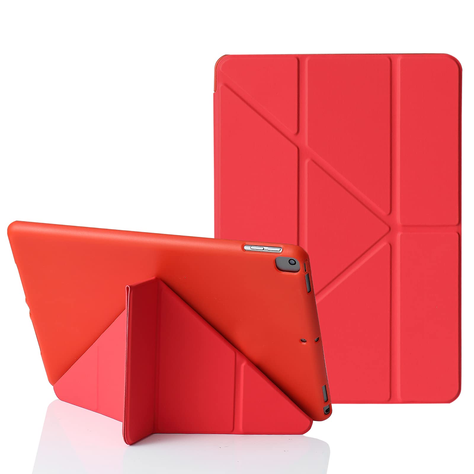 MuyDoux Origami iPad 10.2 inch Case, fits iPad 9th Generation 2021 & iPad 8th Generation 2020 & iPad 7th Generation 2019, 5-in-1 Multiple Viewing Angles, Auto Wake Sleep Soft Back Cover, Red โ image 1