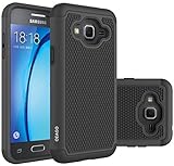 Oeago 4488516 Shock-Absorption Dual Layer Defender Protective Case Cover for Samsung Galaxy J3 (2016) / Express Prime / Amp Prime - Silicone Black