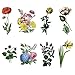 Tattify Bright Colorful Flower Temporary Tattoos - The Secret Garden (Complete Set of 16 Tattoos - 2 of each Style) - Individual Styles Available - Fashionable Temporary Tattoos