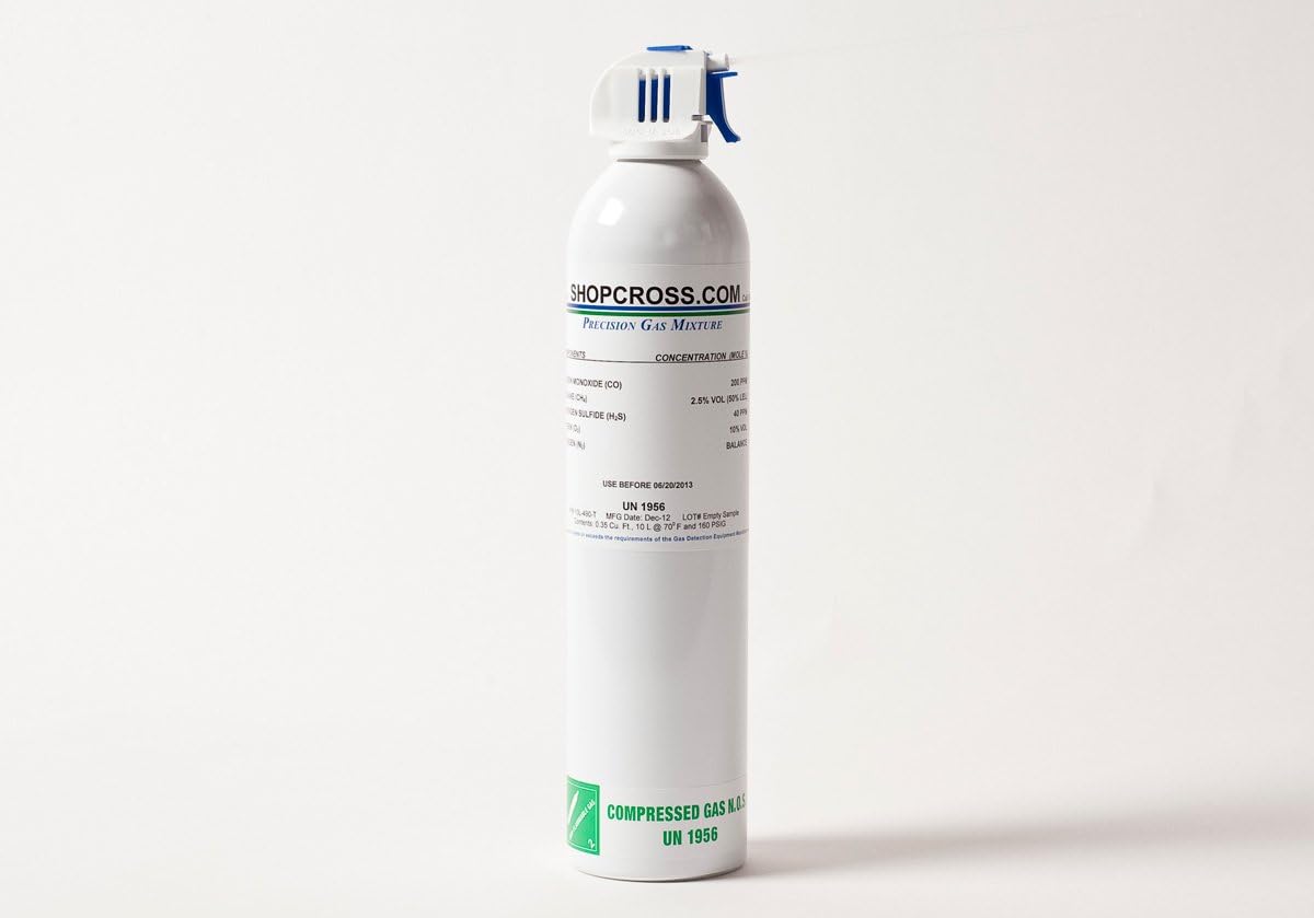 GASCO 58L-421SO2-10 Calibration Gas with 100 ppm Carbon Monoxide, 25 ppm Hydrogen Sulfide, 2.5% Methane (50% LEL), 10 ppm Sulfur Dioxide, 18% Oxygen, Balance Nitrogen