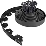 VOUNOT Lawn Edging 10m with 30 Pegs 4mm Thick Black Plastic Border