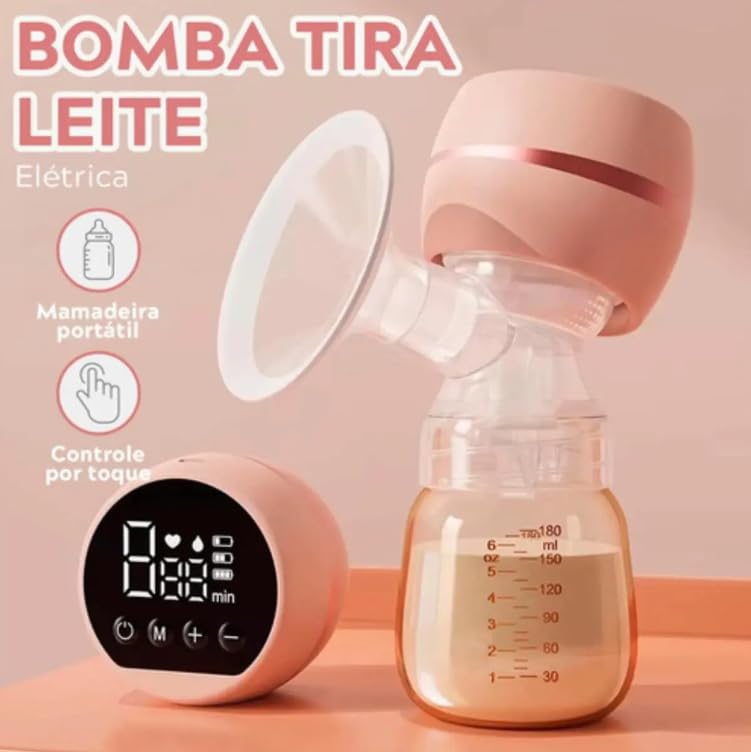Extrator de Leite Elétrico Portátil – Bomba Tira Leite Silenciosa com Tela LED, 9 Níveis de Sucção, Anti Refluxo, Recarregável USB-C, Extração Sem Dor – 180ml (Rosa)