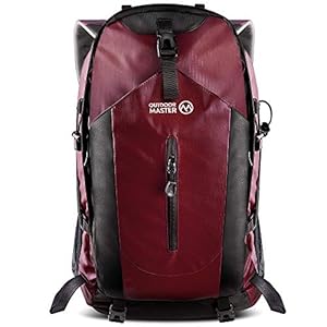 OutdoorMaster Hiking Backpack 45L – w/ Waterproof Cover – Red – UPGRADED