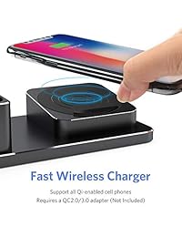 YoFeW   Soporte de carga para Apple Watch de aluminio, base de carga para Apple Watch Series 4 3 2 1, AirPods, 10 W, cargador inalámbrico para iPhone XS X 8 8 Plus