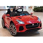 BC BABY COCHES Jaguar F-Type SVR Coche eléctrico para niños con batería 12v, Mando Control Remoto teledirigido para Padres, Licencia Oficial, asa de Transporte y Maletero. (Rojo)