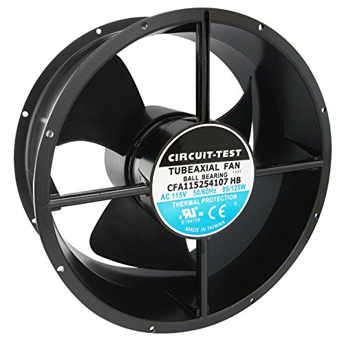 CIRCUIT-TEST 115VAC Industrial Cooling Fan 254 x 107mm- 850CFM with Push Terminals, Ball Bearings, Die Cast Aluminum Frame